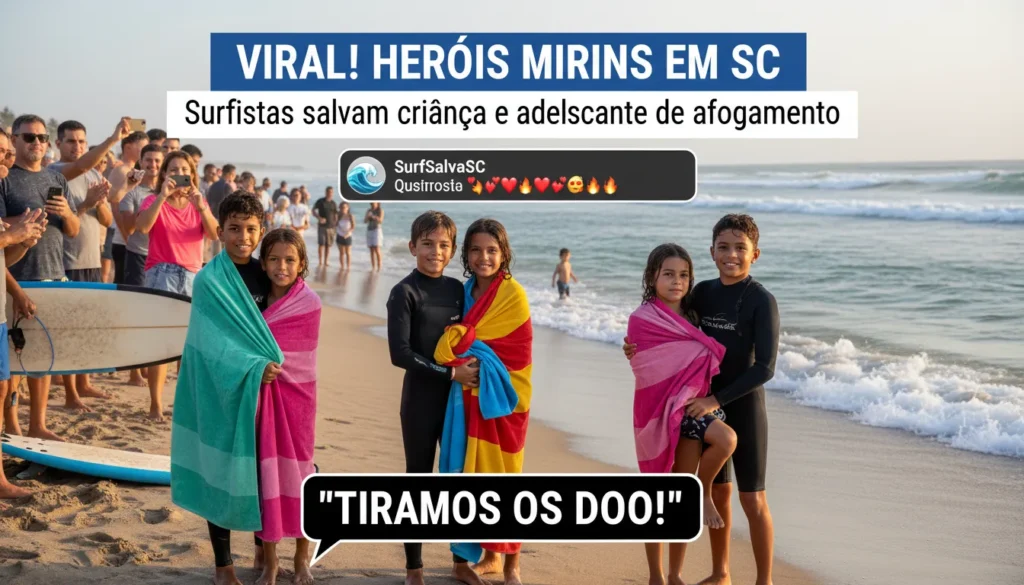 Jovens surfistas salvam criança e adolescente de afogamento em Navegantes