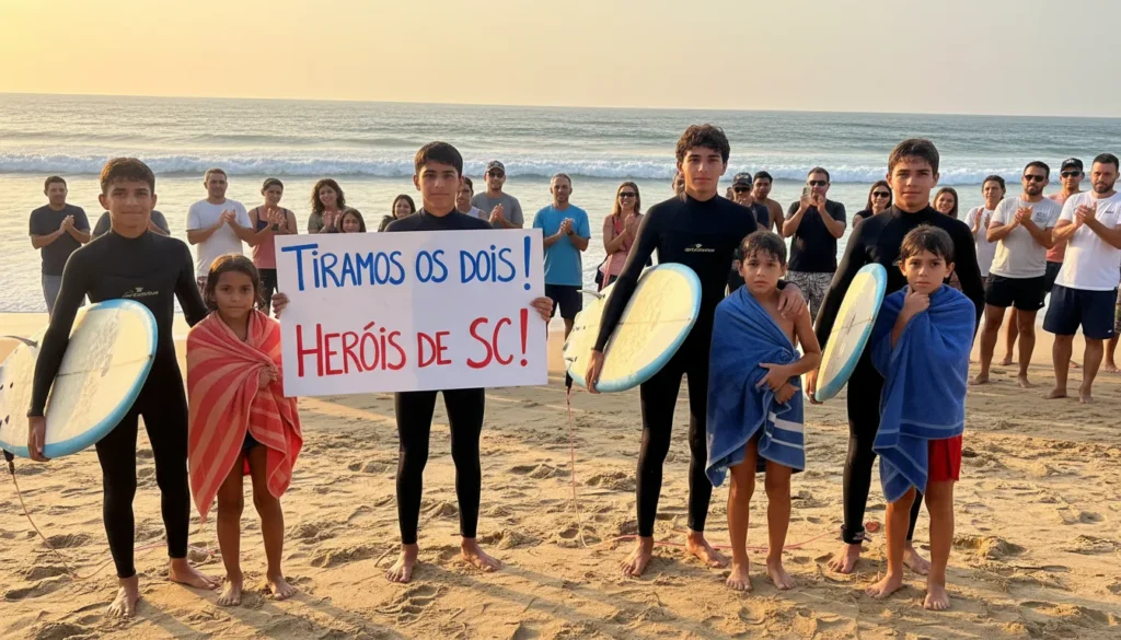 Surfistas salvam criança e adolescente de afogamento em Navegantes