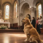 Cachorro Caramelo emociona fiéis ao frequentar missas em igreja do Paraná